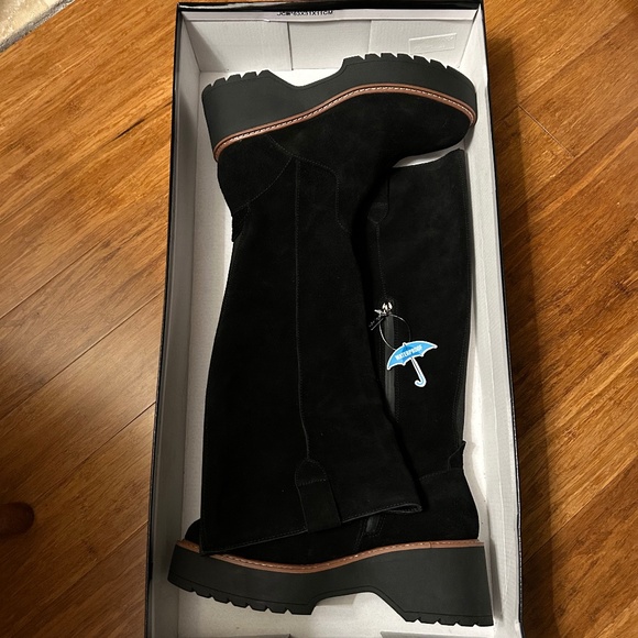 Aqua College Gina Black Suede Leather Boots, Tall Knee High, Size 9.5 M - Picture 12 of 16